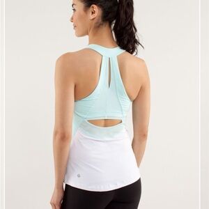- Lululemon Athletica Blue and White Sleeveless Backless Tank Top